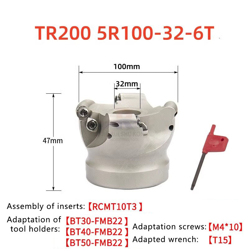 Indexable corner rounding face mill cutter Customizable TR200 Round Nose Milling Cutter RCKT10T3 RCKT1204 Open Rough and Smooth Machining Center R5 R6 Cutter Shandong Denso Pricision Tools Co.,Ltd.